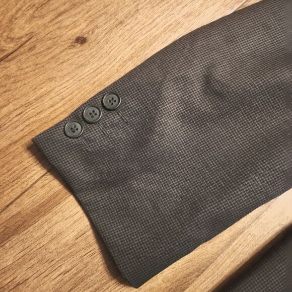 YSL Yves Saint Laurent Double Breasted Peak Lapel Houndstooth Wool Blazer Brown - Picture 4 of 12